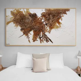 Honeycomb On Ice 190cm x 100cm White Brown Textured Abstract Painting (SOLD)