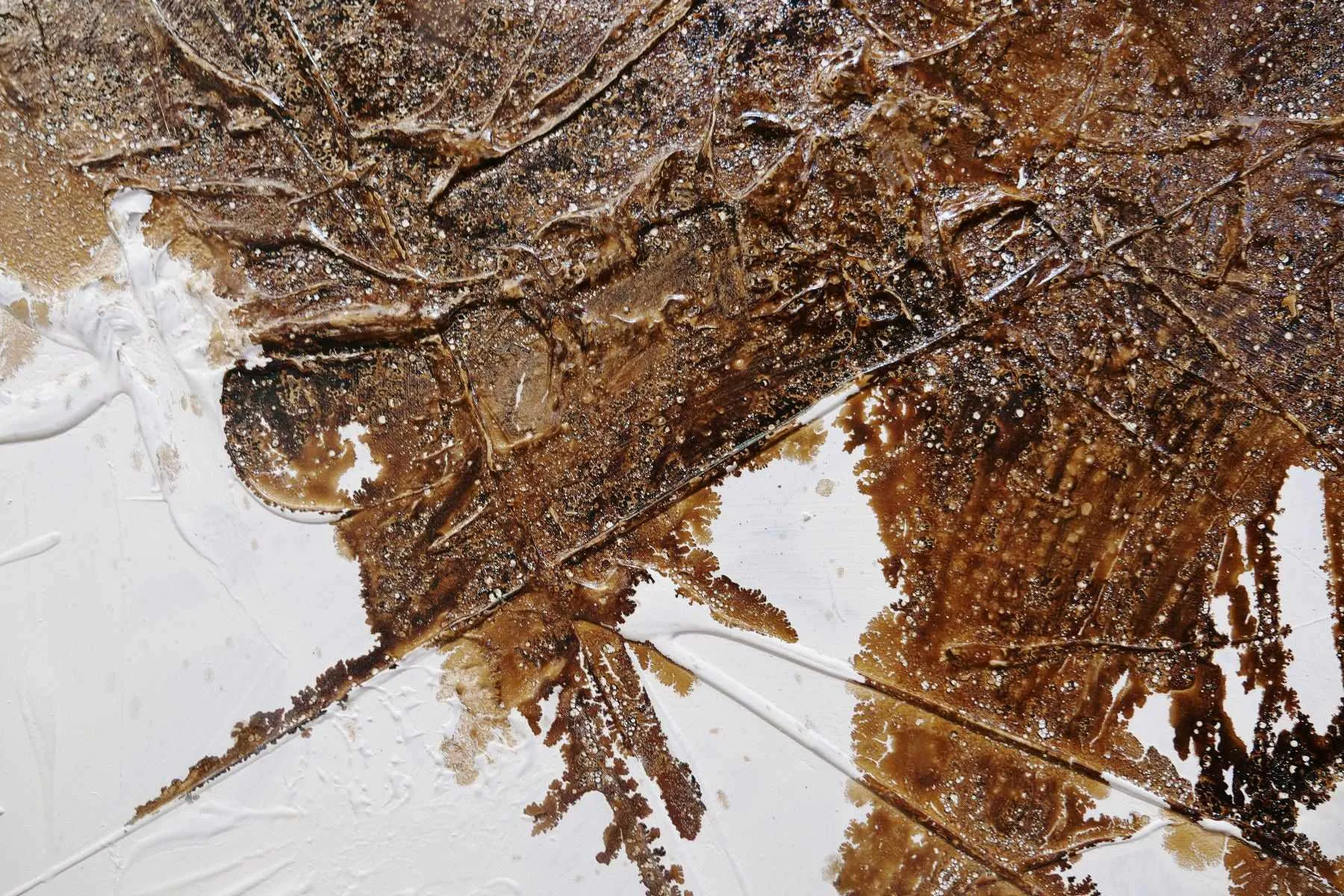 Honeycomb On Ice 190cm x 100cm White Brown Textured Abstract Painting (SOLD)