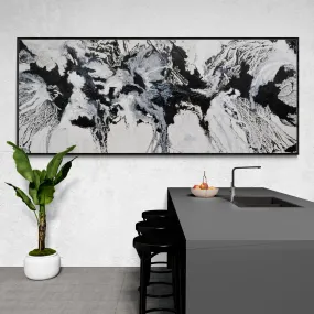 Iced Carbon 240cm x 100cm White Black Textured Abstract Painting (SOLD)