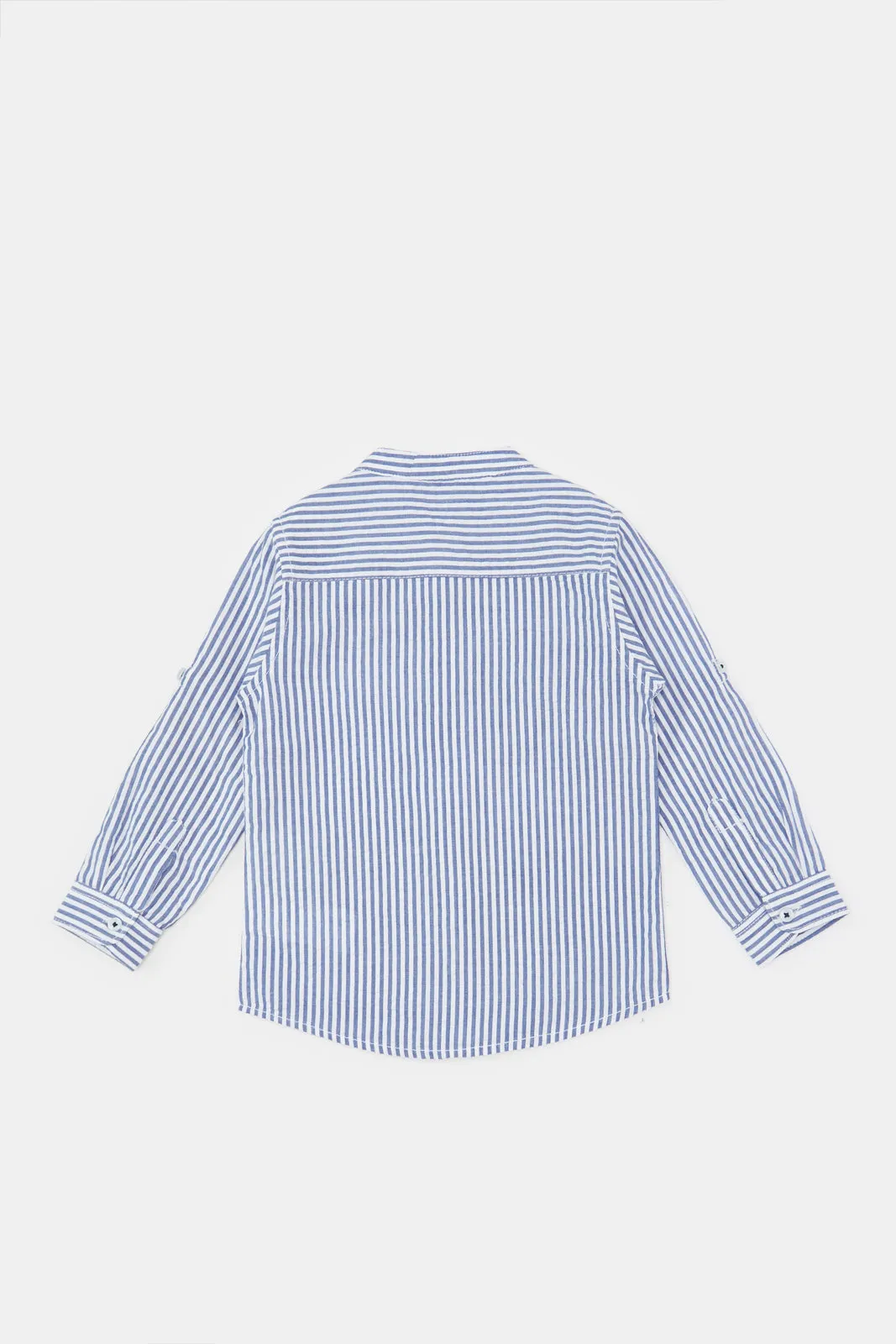 Infant Boys Blue And White Shirt With T-Shirt Set (2 Piece)
