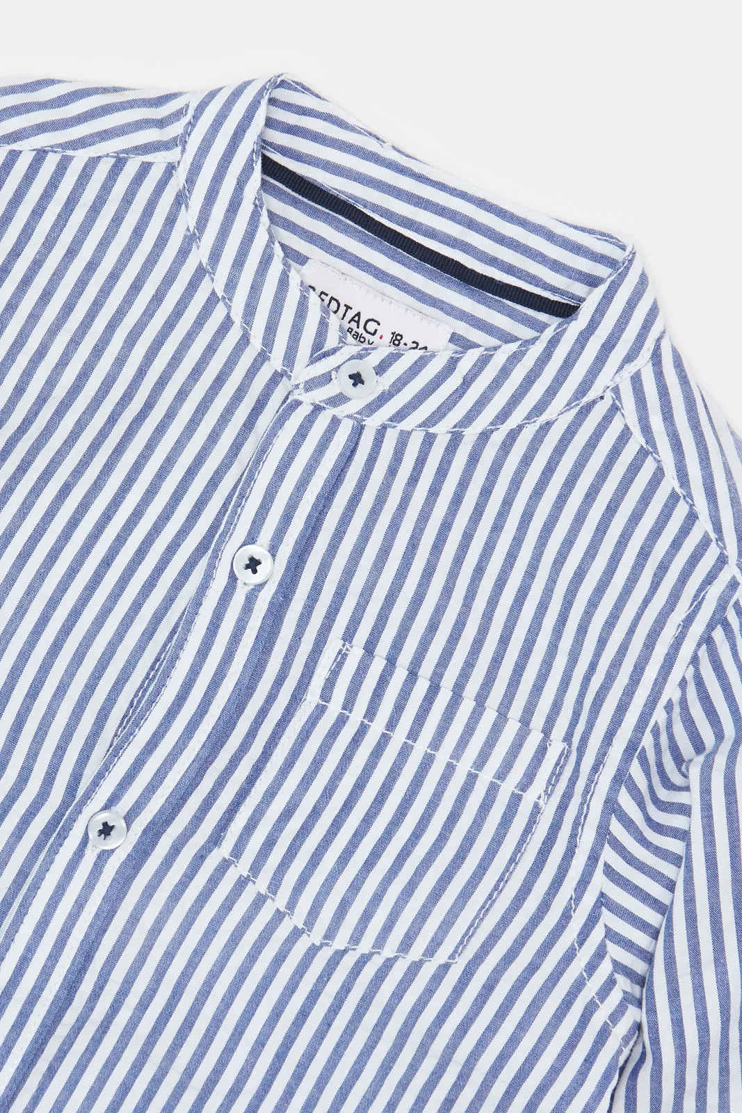 Infant Boys Blue And White Shirt With T-Shirt Set (2 Piece)