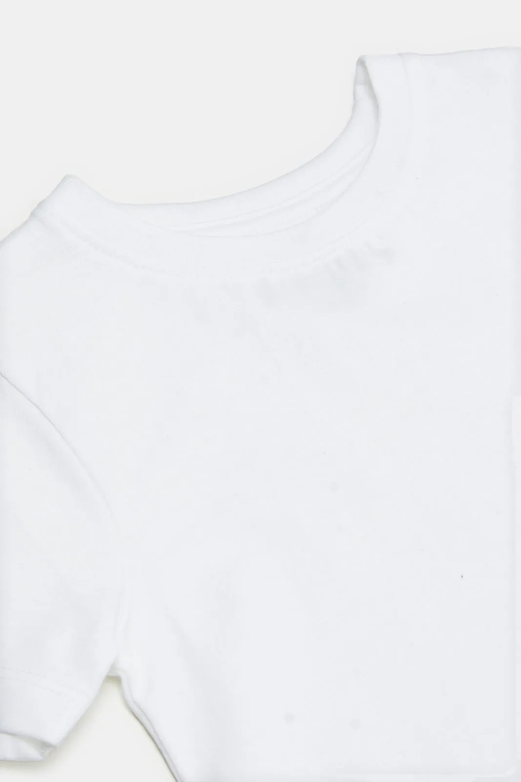 Infant Boys White And Blue Checkered Shirt With T-Shirt (2 Piece)