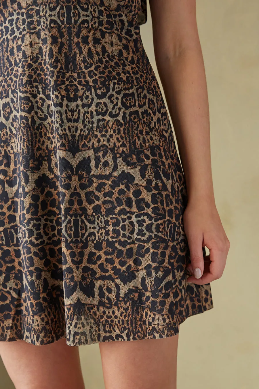 Jacqueline Ruffle Leopard Print Mini Dress