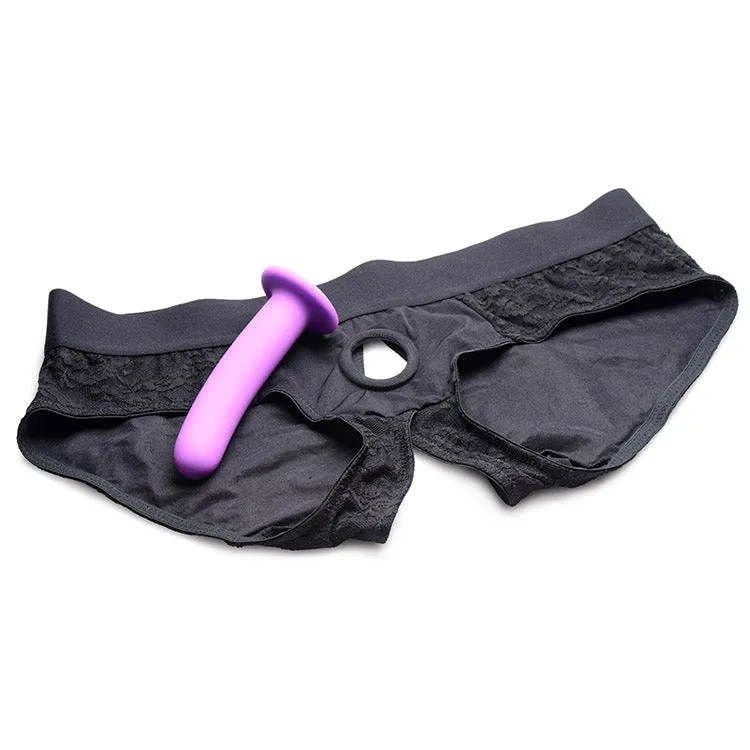 Lace Envy Black Pegging Set with Lace Crotchless Panty Harness and Dildo  - L-XL