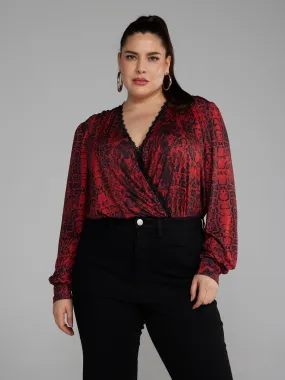 Long Sleeve Snake Print Bodysuit