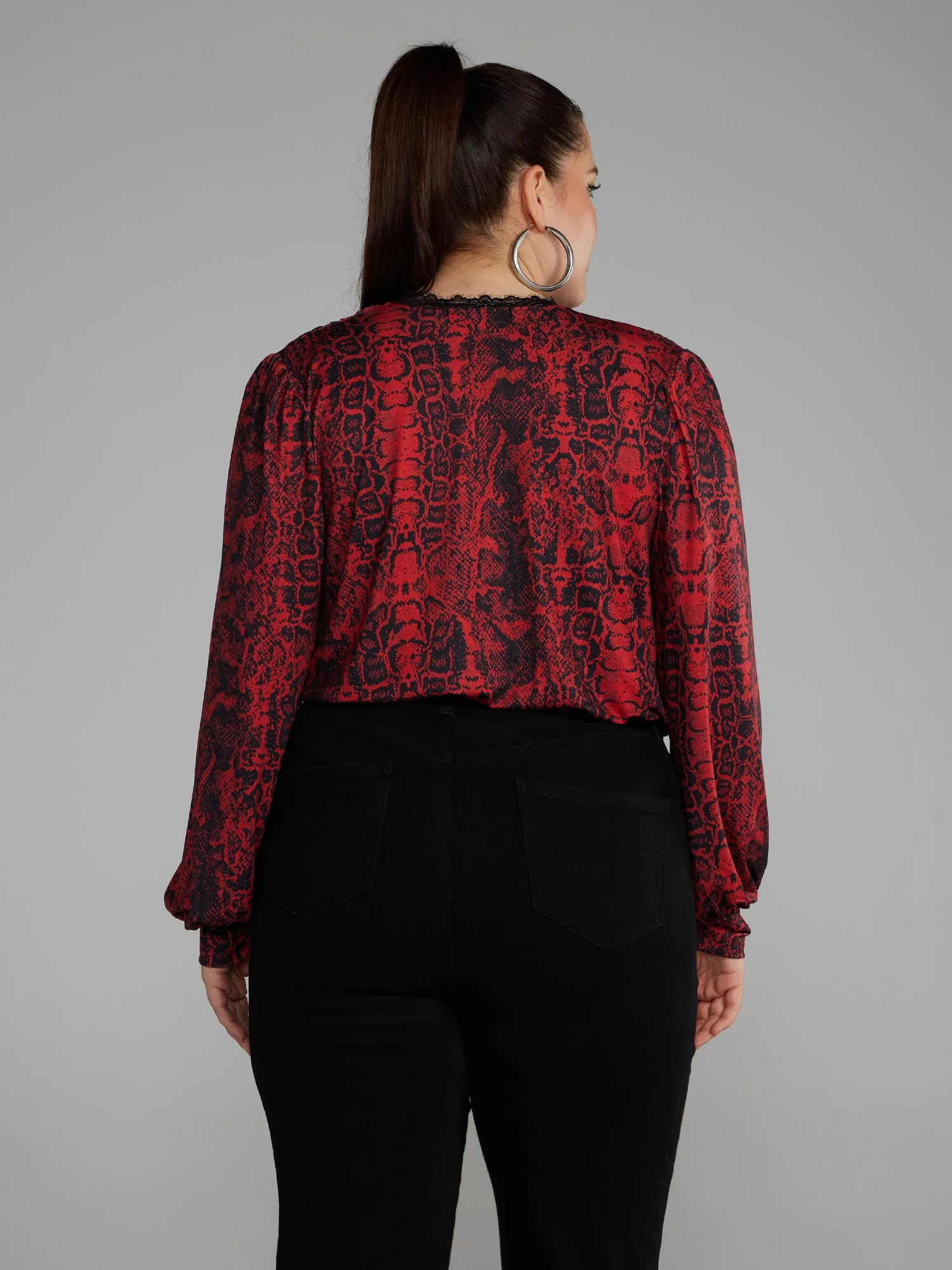 Long Sleeve Snake Print Bodysuit