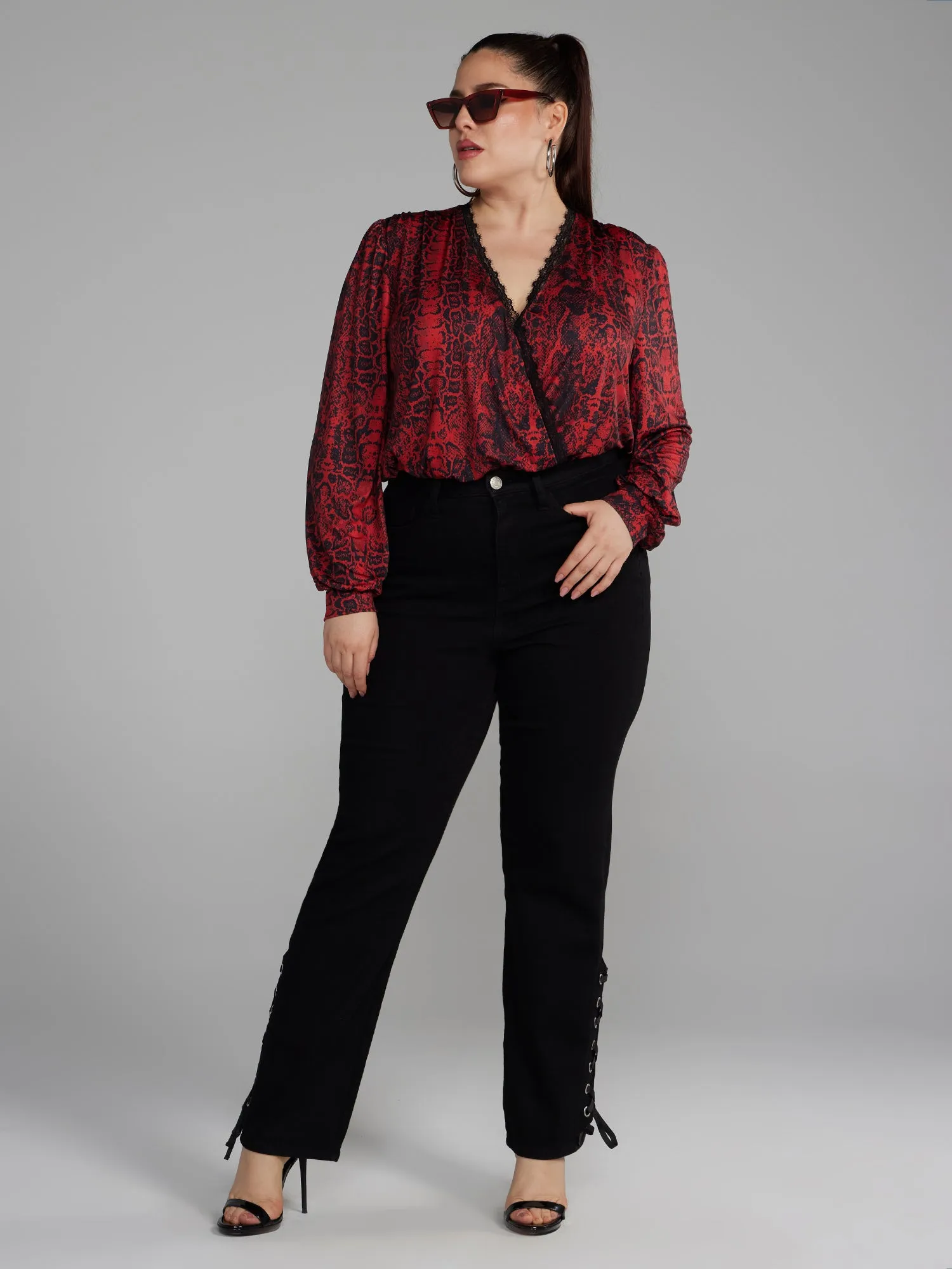 Long Sleeve Snake Print Bodysuit