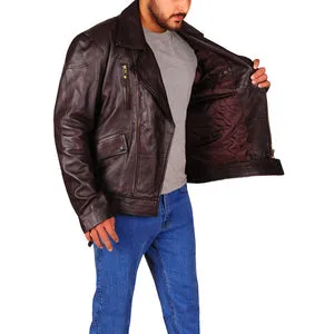 Mens Dark Brown Brando Biker Jacket