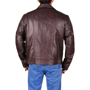 Mens Dark Brown Brando Biker Jacket