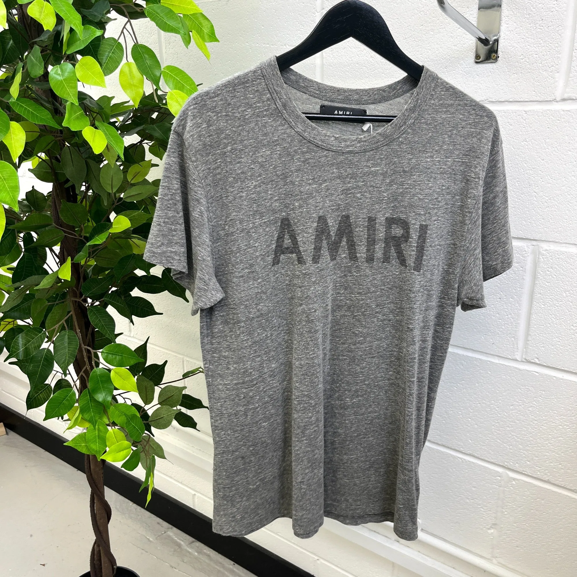 Men's Distressed Jersey T-Shirt Grey Size XS