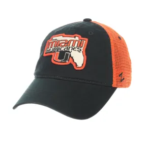 Miami Hurricanes Zephyr "Freeway" Green w/ Orange Mesh Adj. Slouch Hat Cap