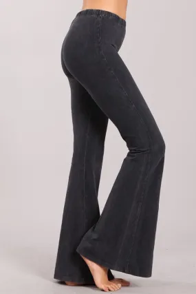 Mineral Wash Bell Bottom Soft Pants, Dark Ash Grey