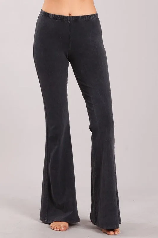Mineral Wash Bell Bottom Soft Pants, Dark Ash Grey