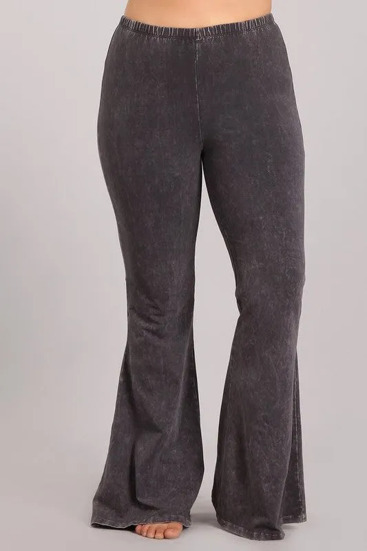Mineral Wash Bell Bottom Soft Pants, Dark Ash Grey
