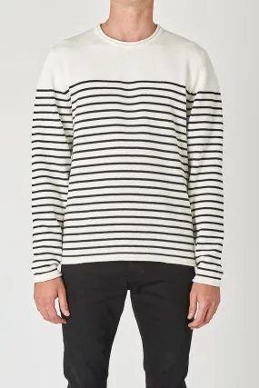 NEUW Mens Strummer Stripe  Knit - Off White