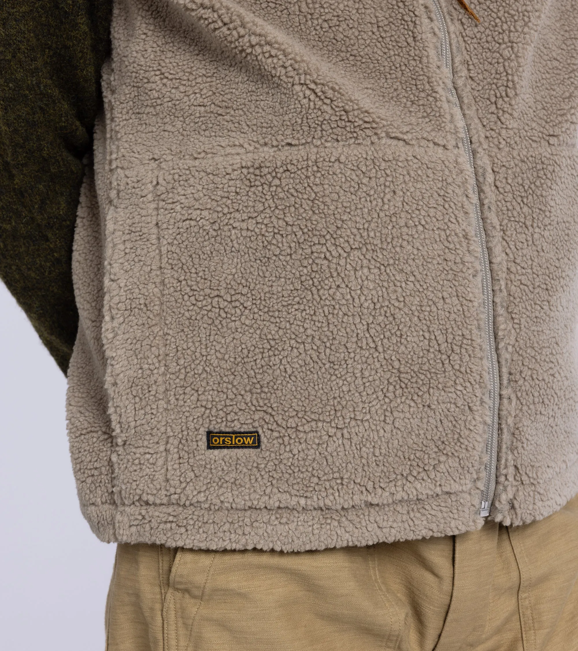 OrSlow Boa Fleece Vest: Greige