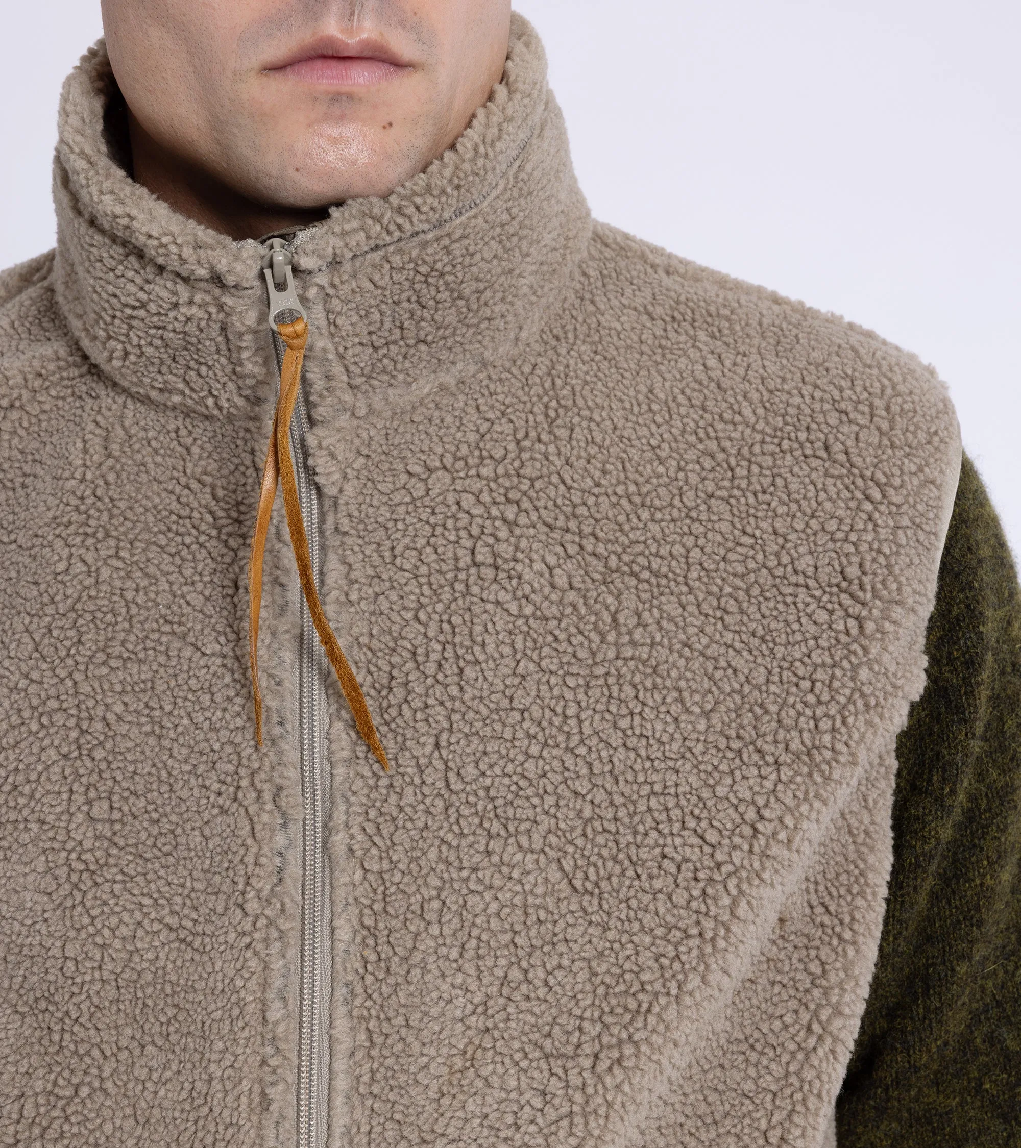 OrSlow Boa Fleece Vest: Greige