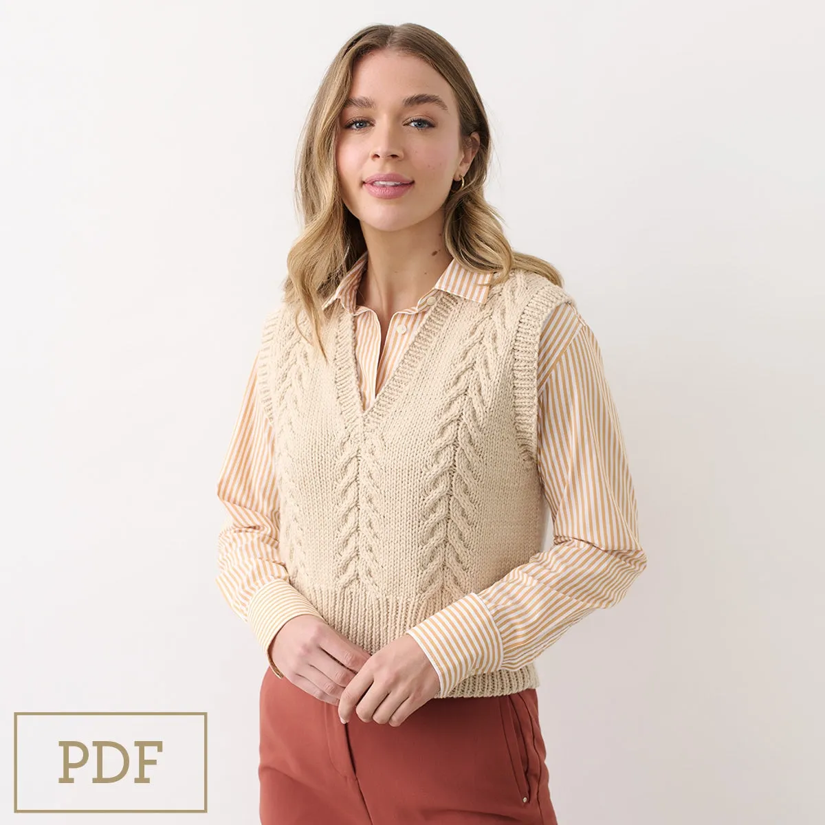 PDF PATTERN : Cleckheaton Midlands 12ply Drover Cable Vest