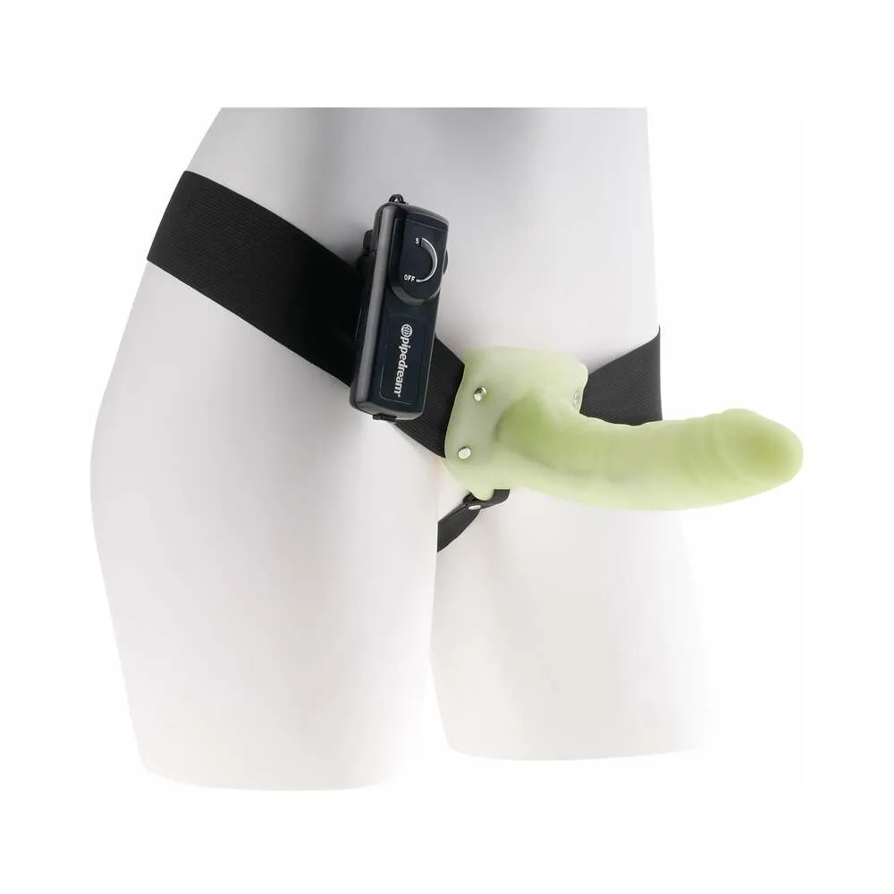 Pipedream Fetish Fantasy Series For Him or Her Vibrating 6 in. Hollow Strap-On Glow Black