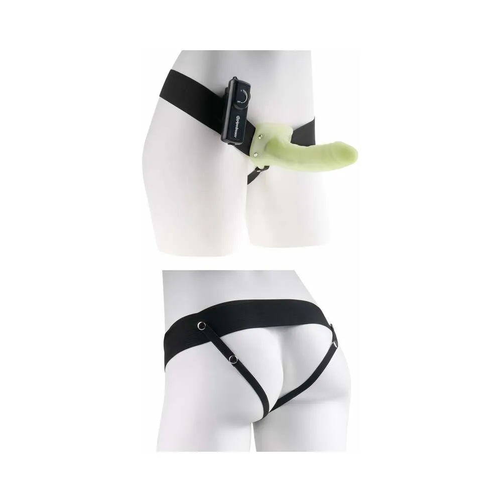 Pipedream Fetish Fantasy Series For Him or Her Vibrating 6 in. Hollow Strap-On Glow Black