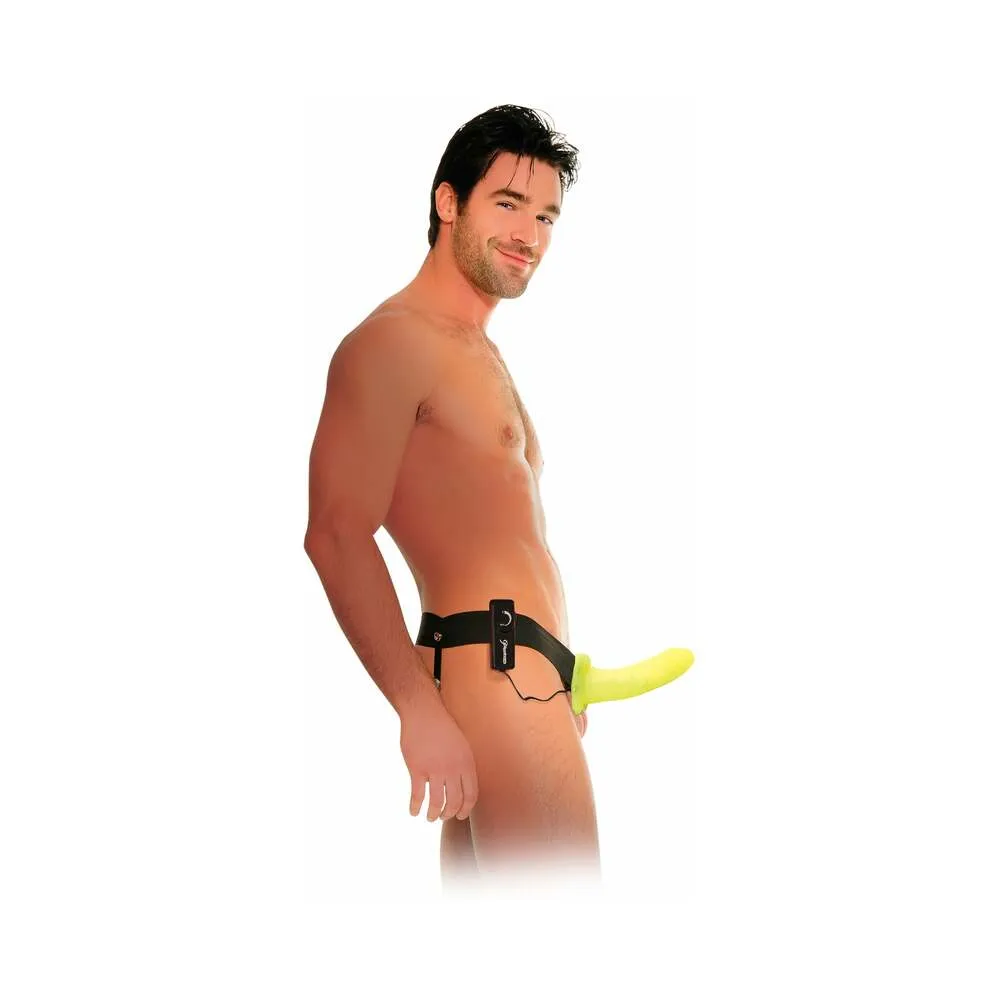 Pipedream Fetish Fantasy Series For Him or Her Vibrating 6 in. Hollow Strap-On Glow Black
