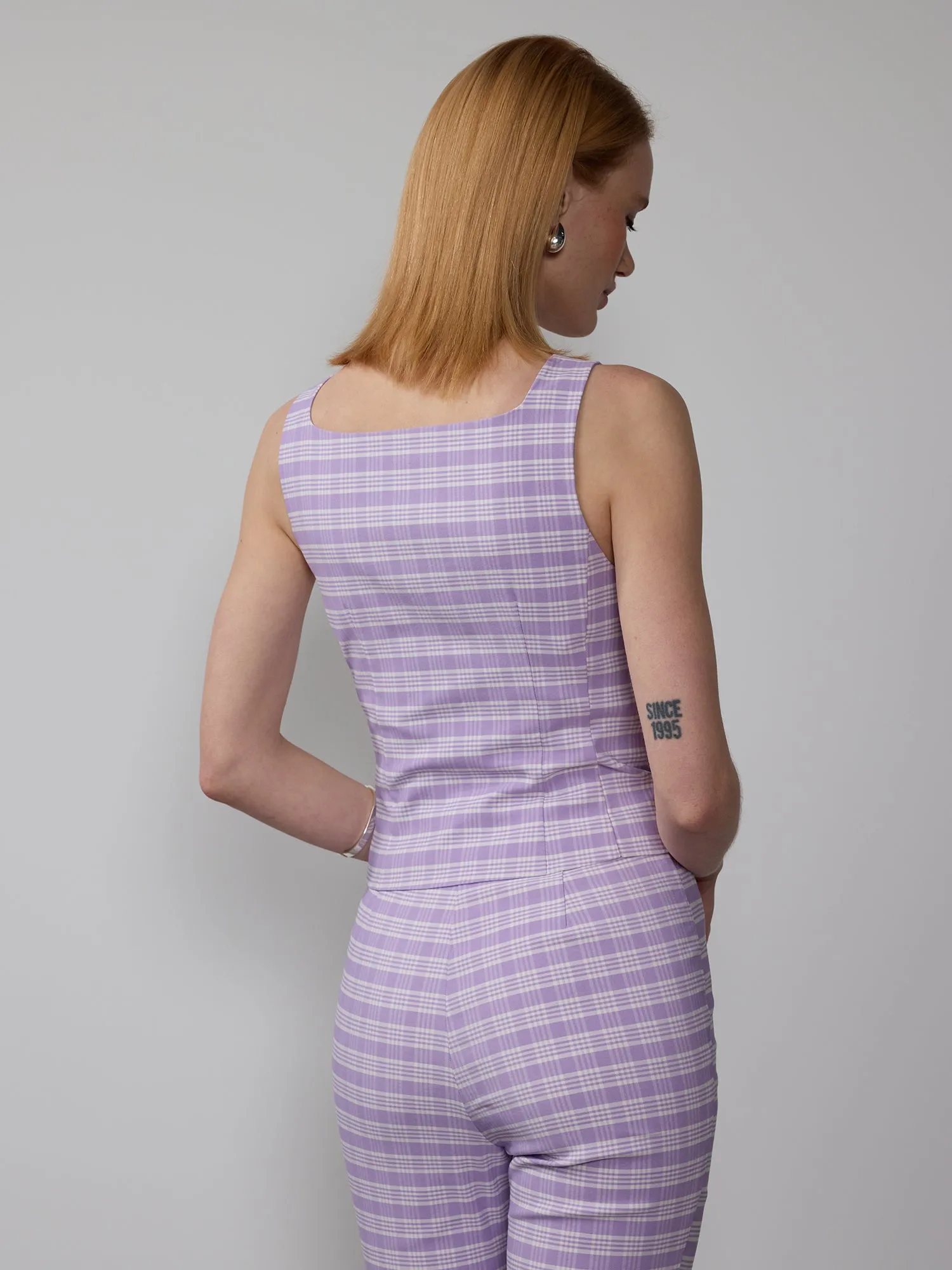 Plaid Square Neck Vest