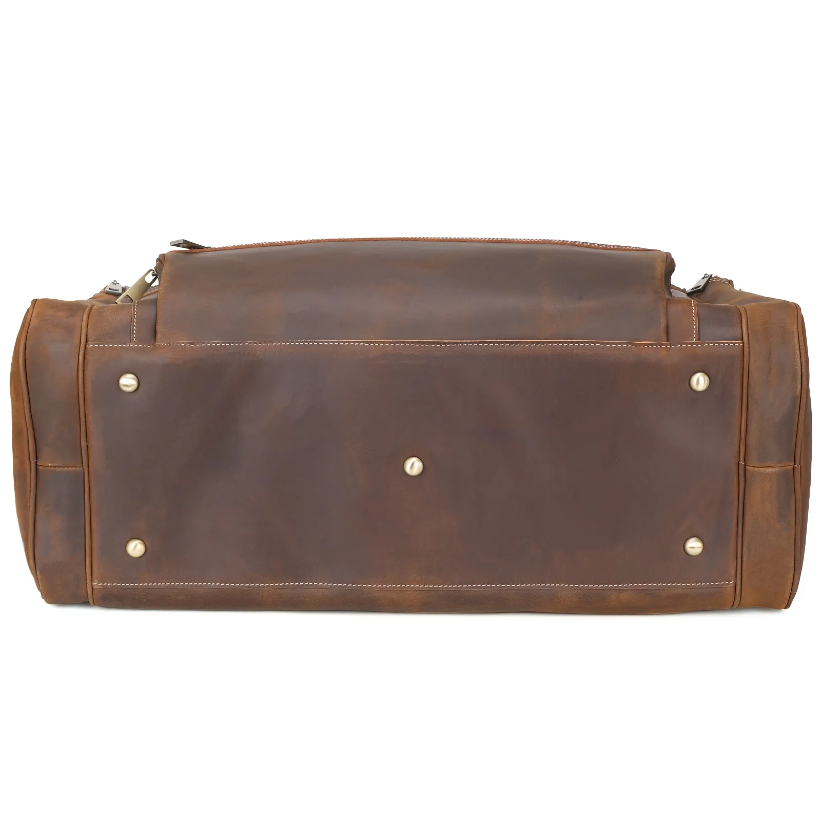 Polare 24" Retro Full Grain Leather Duffel Weekender Travel Overnight Luggage Bag With YKK Metal Zippers