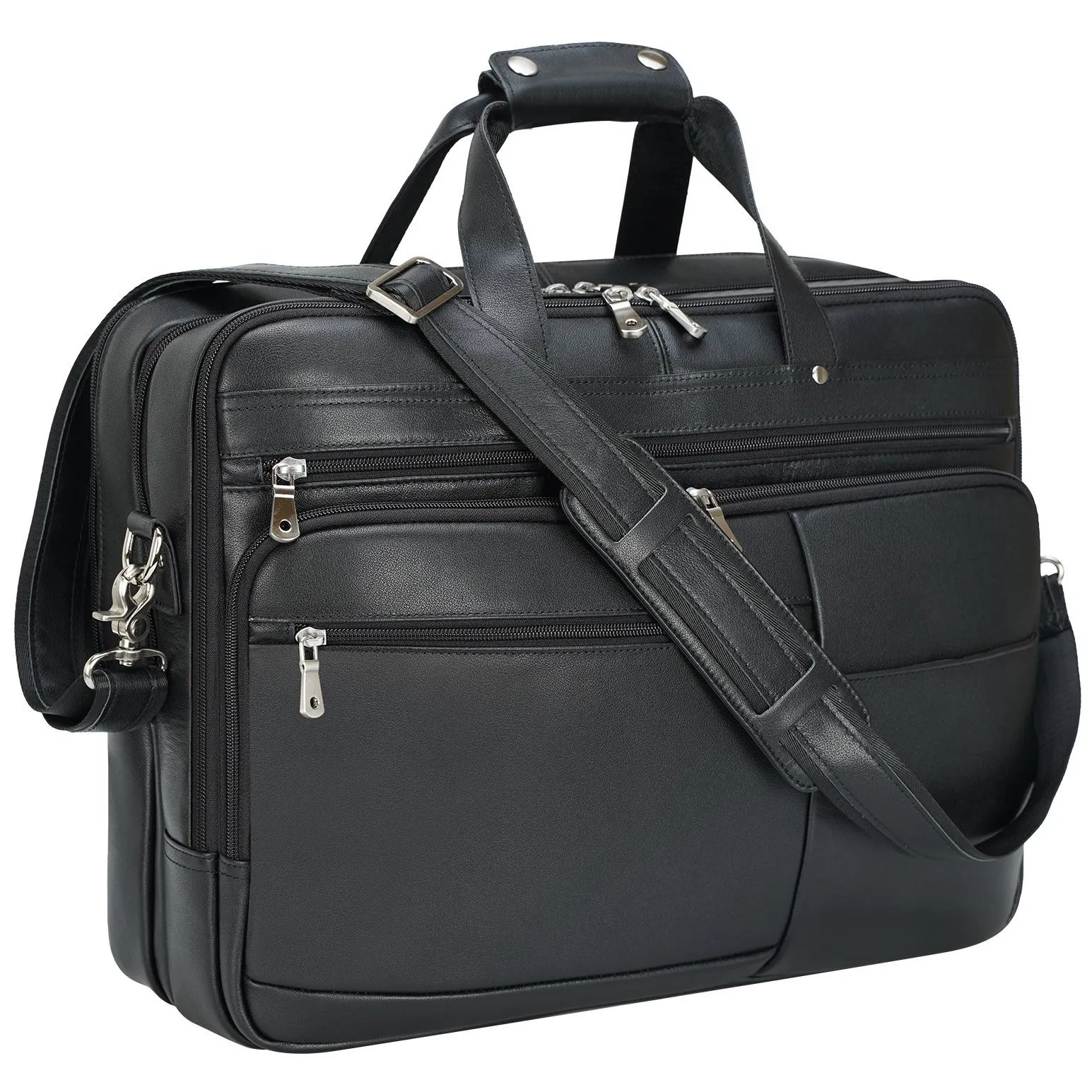 Polare X-Large 18" Full Grain Leather Briefcase For Men Business Travel Case Messenger Bag Fits 17.3" Laptop