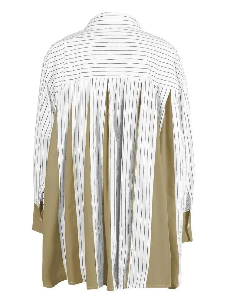Pre Order:  High-End Stripe Patchwork Casual Shirt