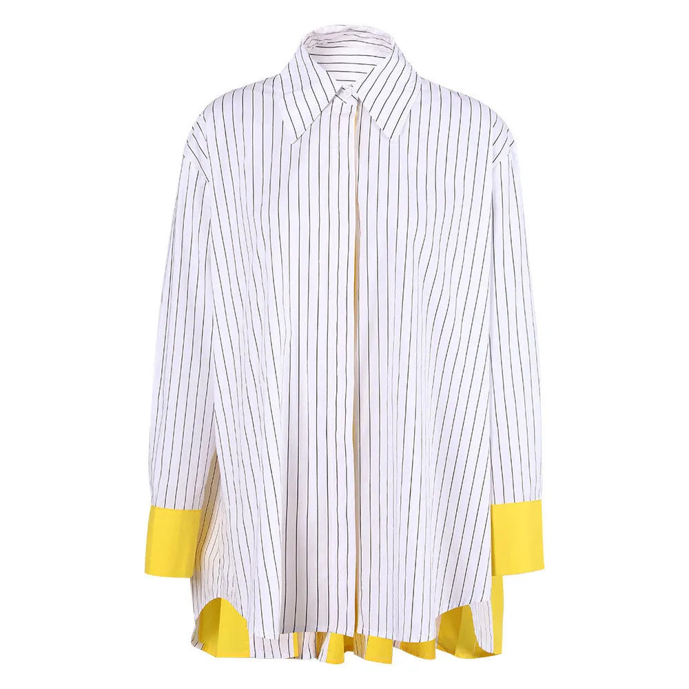 Pre Order:  High-End Stripe Patchwork Casual Shirt
