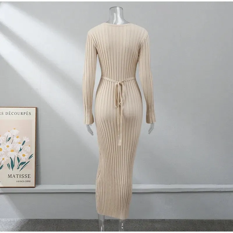 Pre Order:  Pleated Knit Maxi Dress