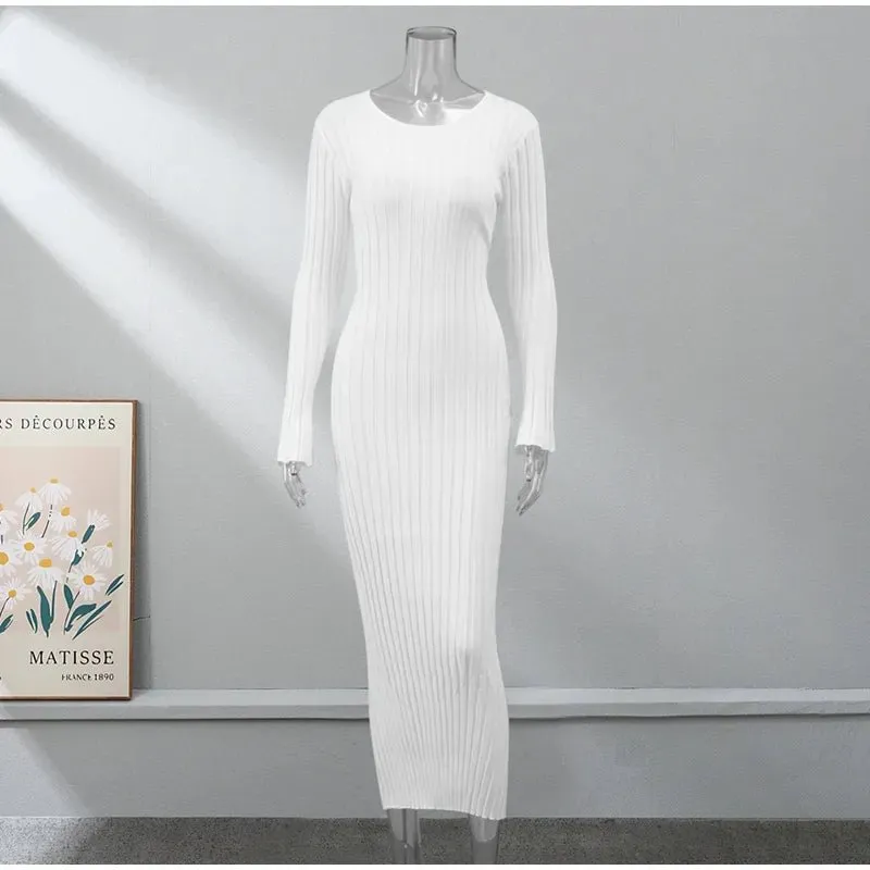 Pre Order:  Pleated Knit Maxi Dress