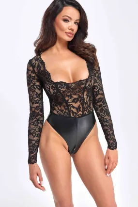 Psyche Bodysuit Of Lace And Wetlook