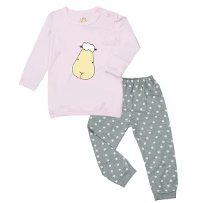 Pyjamas Set Pink Big Face   Grey Polka Dot