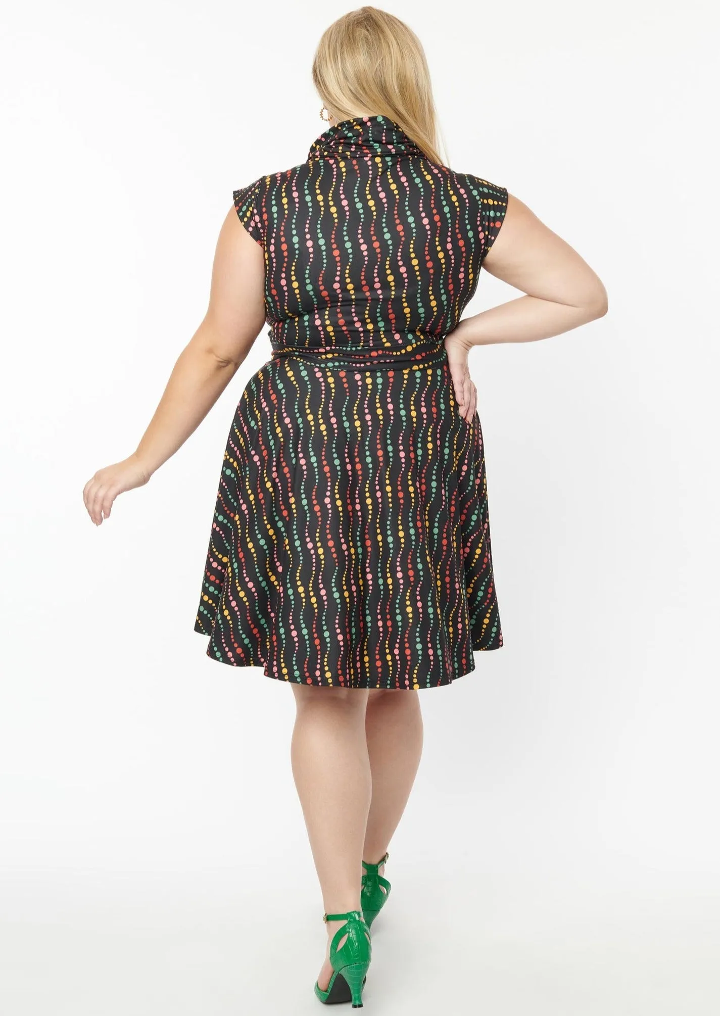 Rainbow Dots Fit & Flare Dress by Unique Vintage