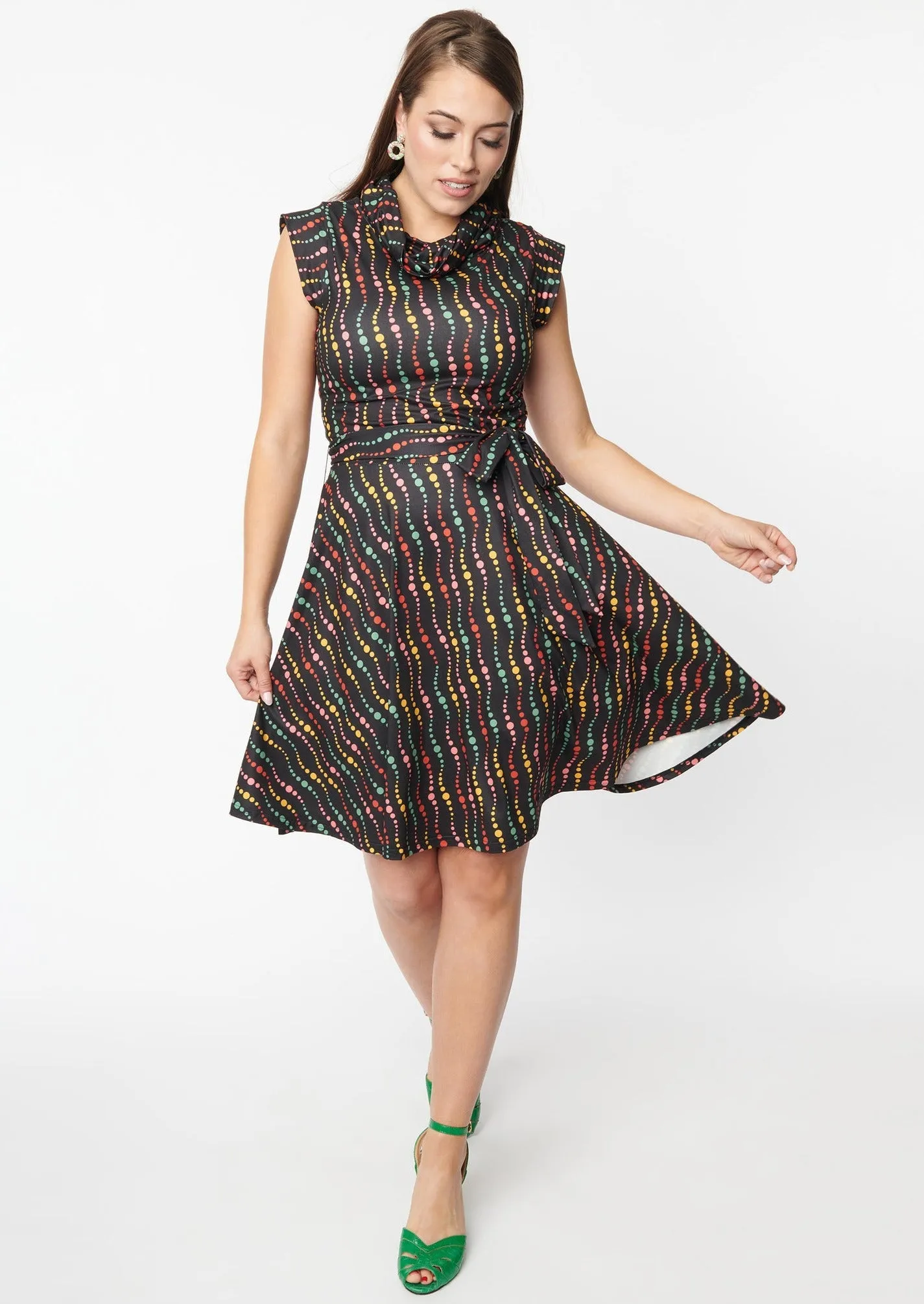 Rainbow Dots Fit & Flare Dress by Unique Vintage