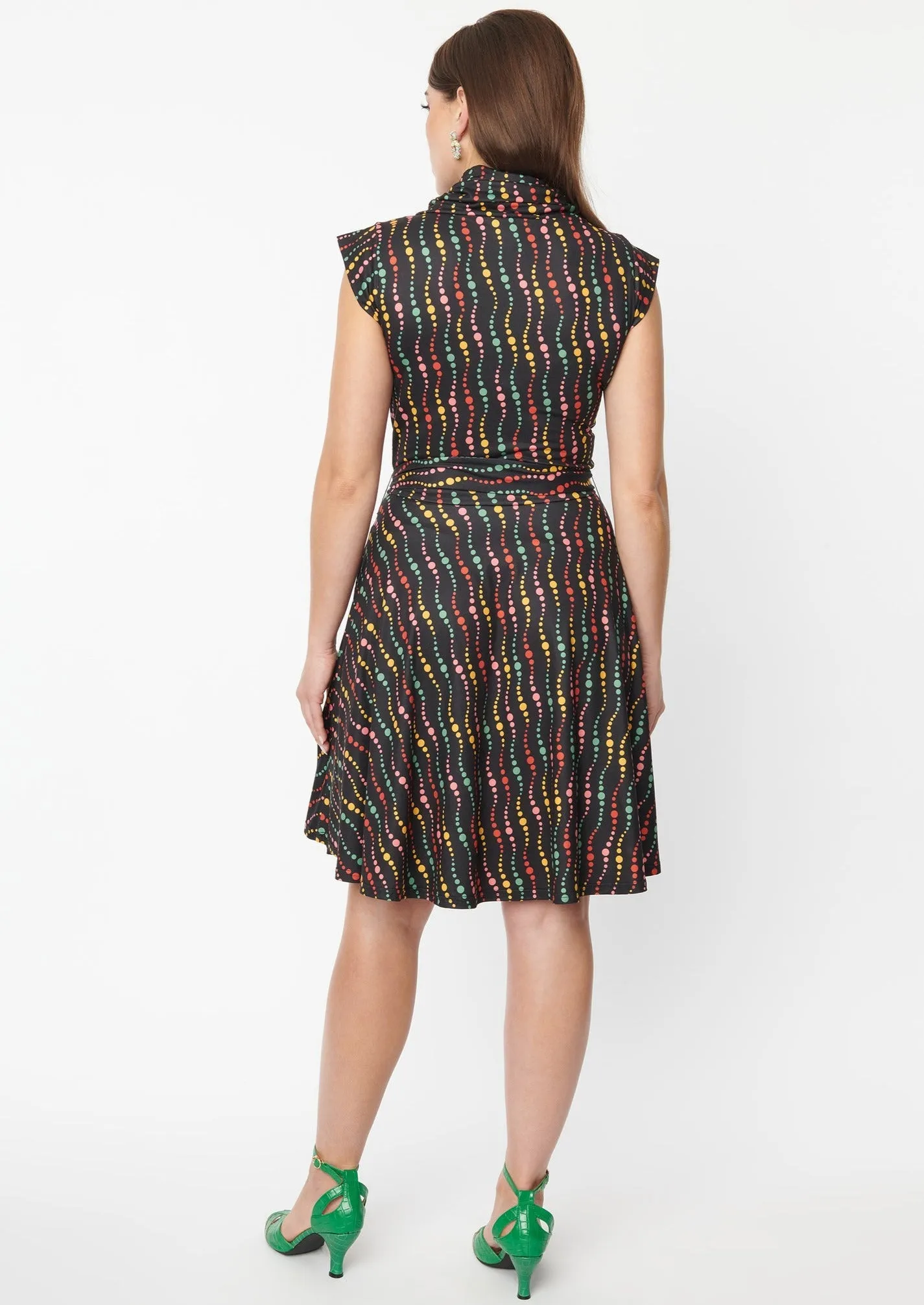 Rainbow Dots Fit & Flare Dress by Unique Vintage