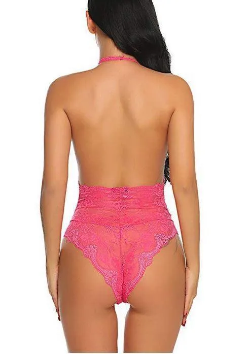 Scandalous Pink Lace Sleeveless Bodysuit Teddy Lingerie Intimates