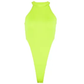 Sleeveless halter solid bodysuit