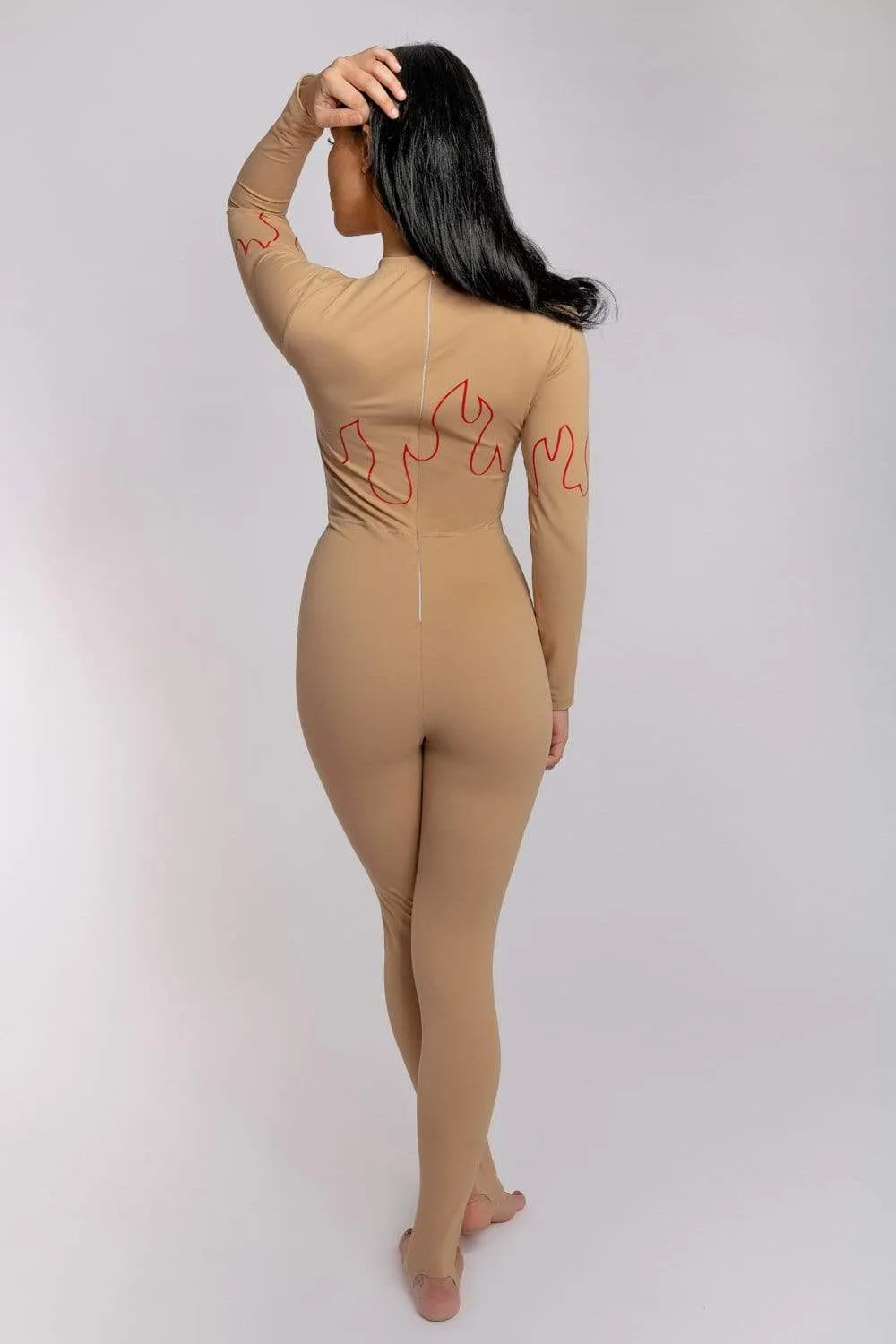Stay Fire Jumpsuit - Sand & Red