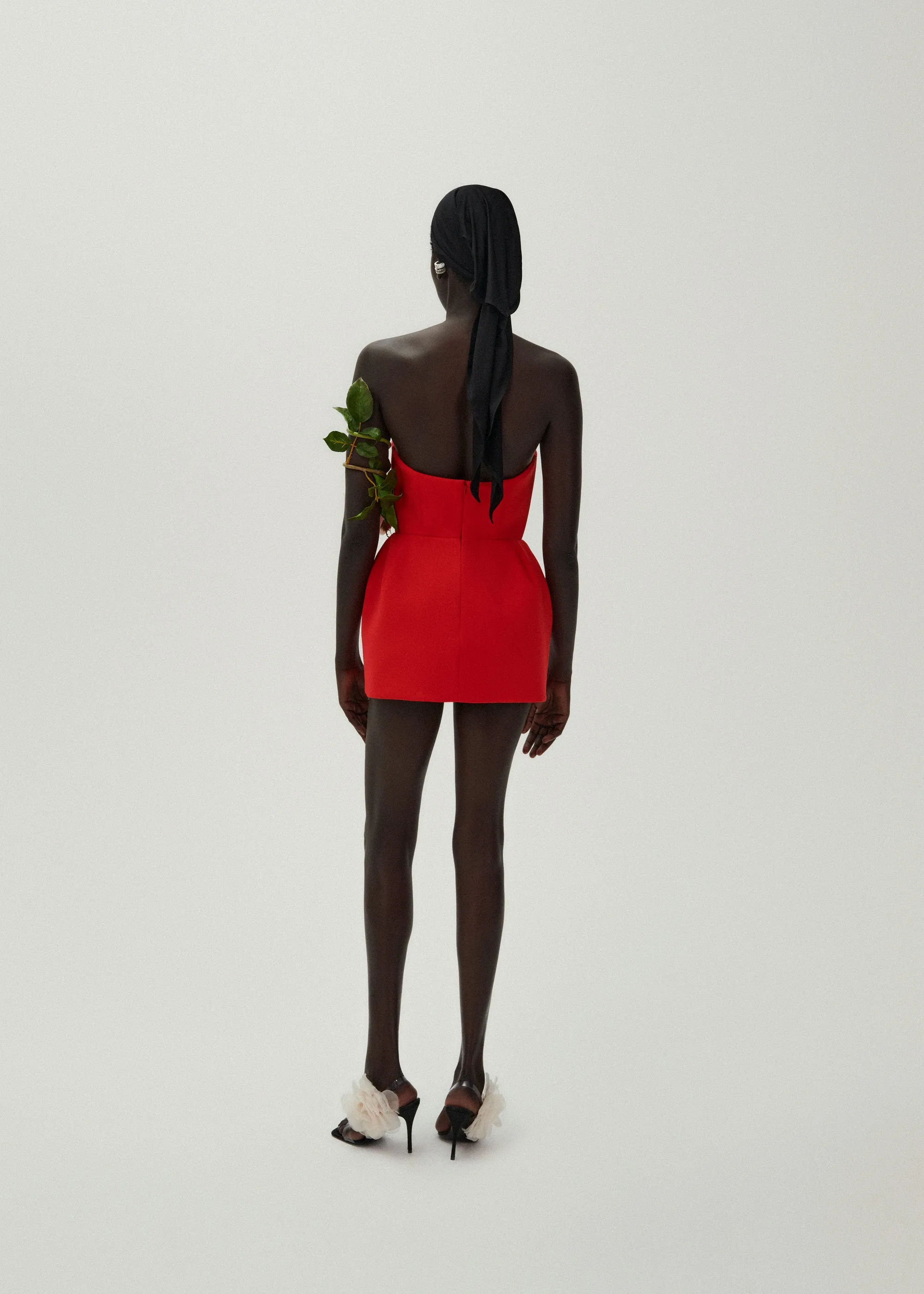 Strapless babydoll mini dress in red