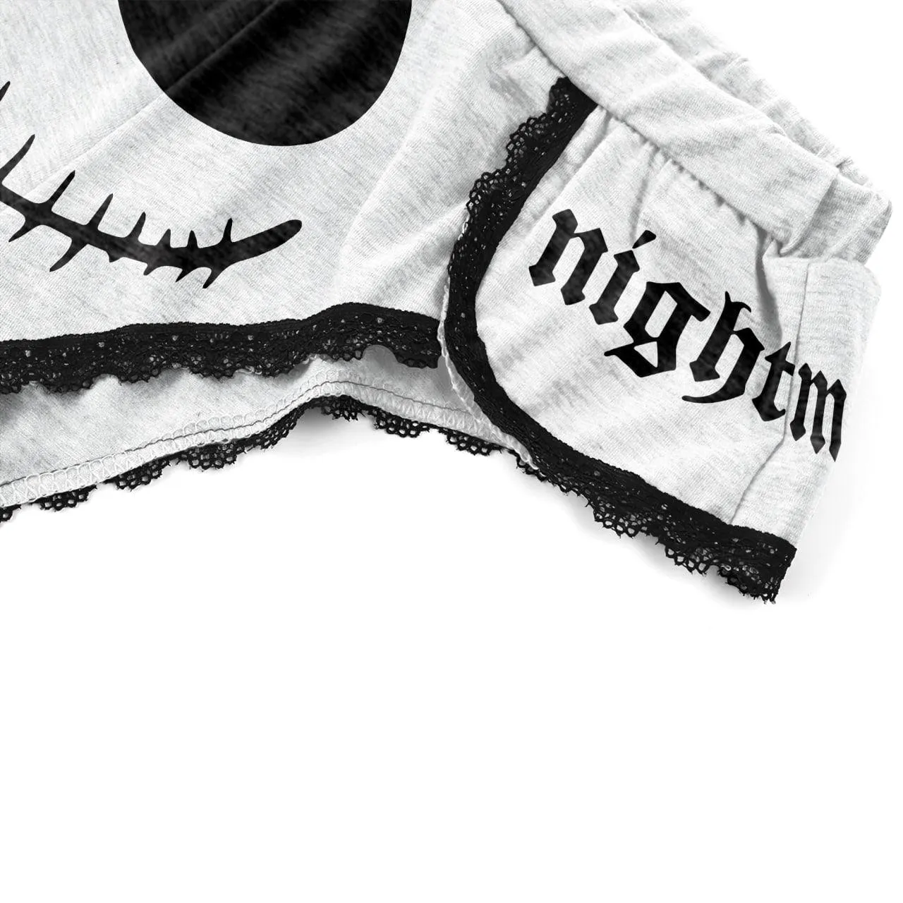 The Little Nightmare Women Sleepwears Sets Lace Top and Short Bottom Lingeries Pajamas