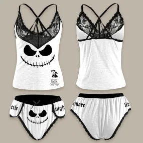 The Little Nightmare Women Sleepwears Sets Lace Top and Short Bottom Lingeries Pajamas
