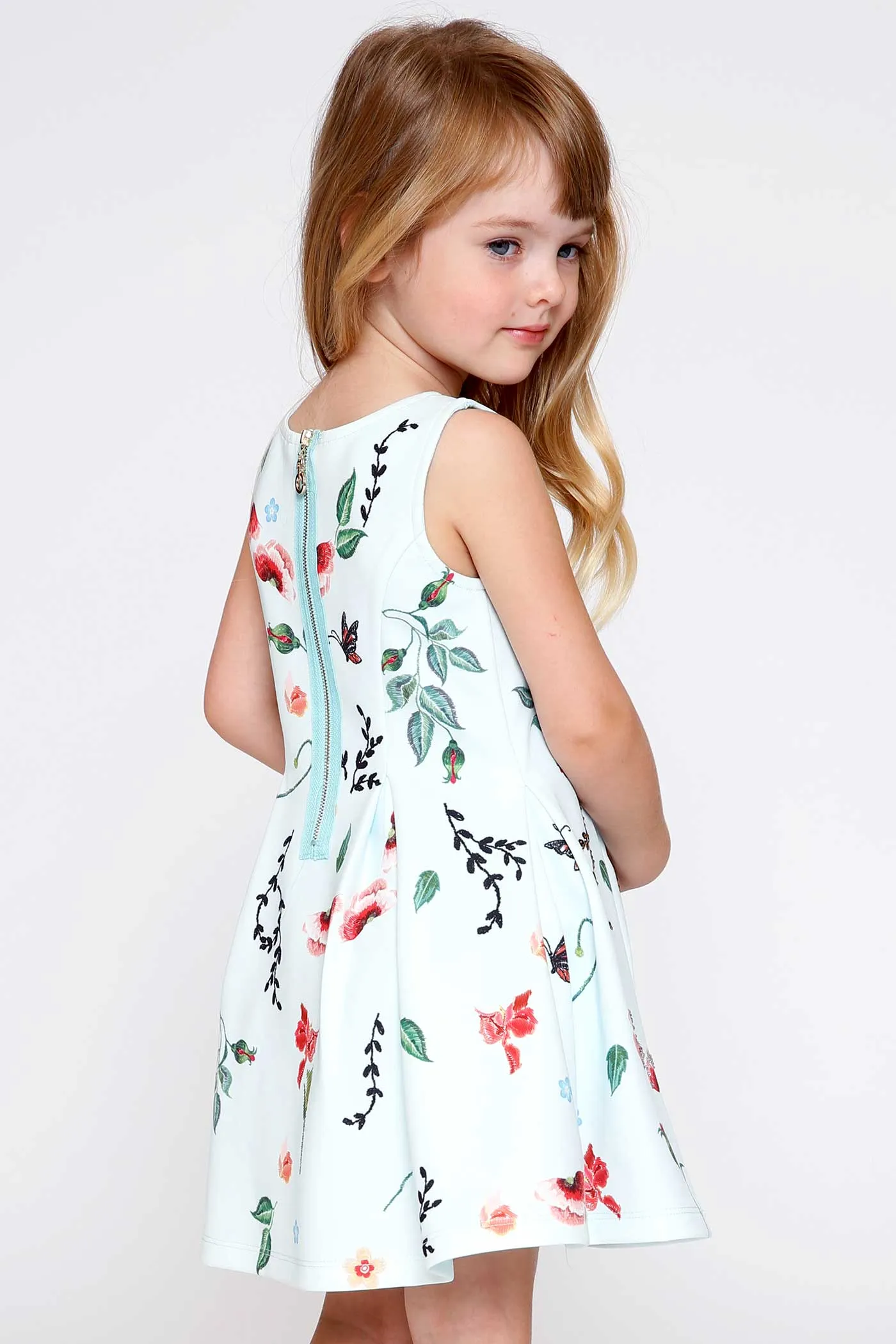 Toddler Girls Sleeveless Floral Print Skater Dress