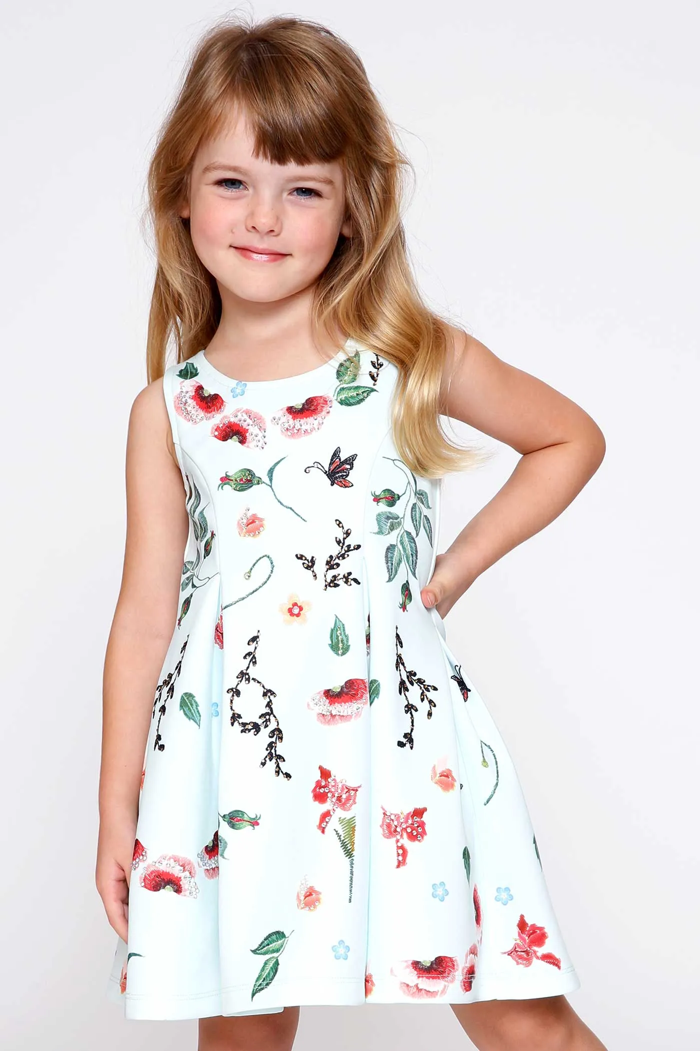 Toddler Girls Sleeveless Floral Print Skater Dress