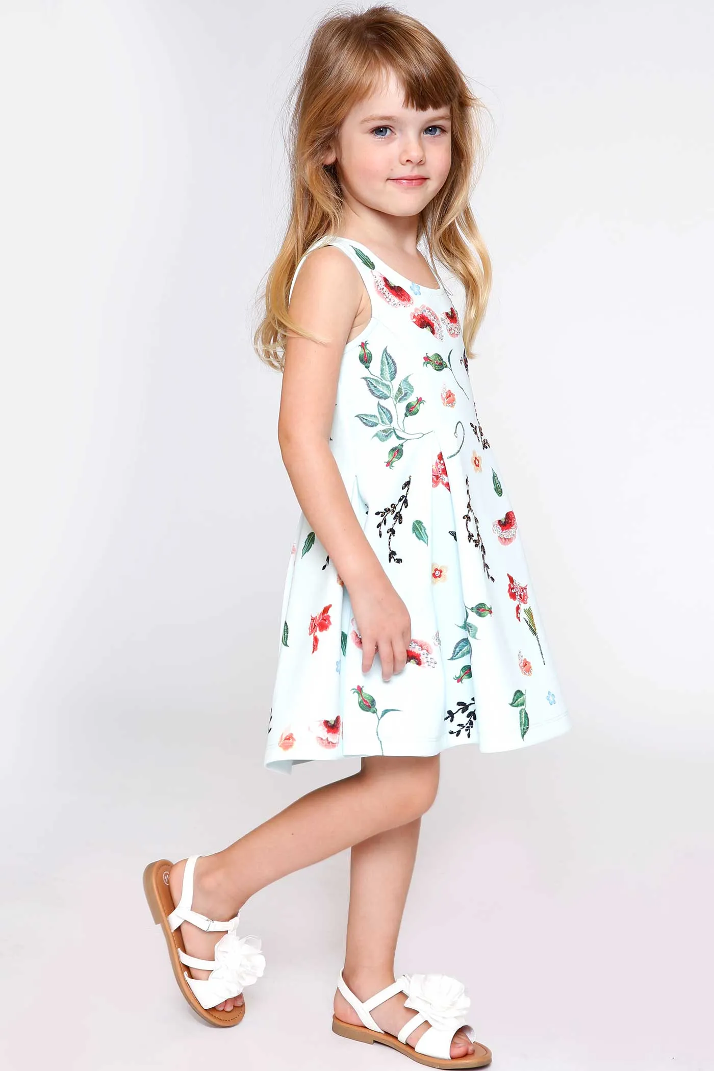 Toddler Girls Sleeveless Floral Print Skater Dress