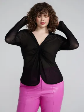 Twist Front Mesh Top