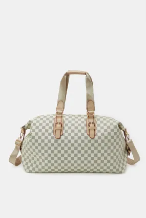 Women Beige Printed Duffle Bag