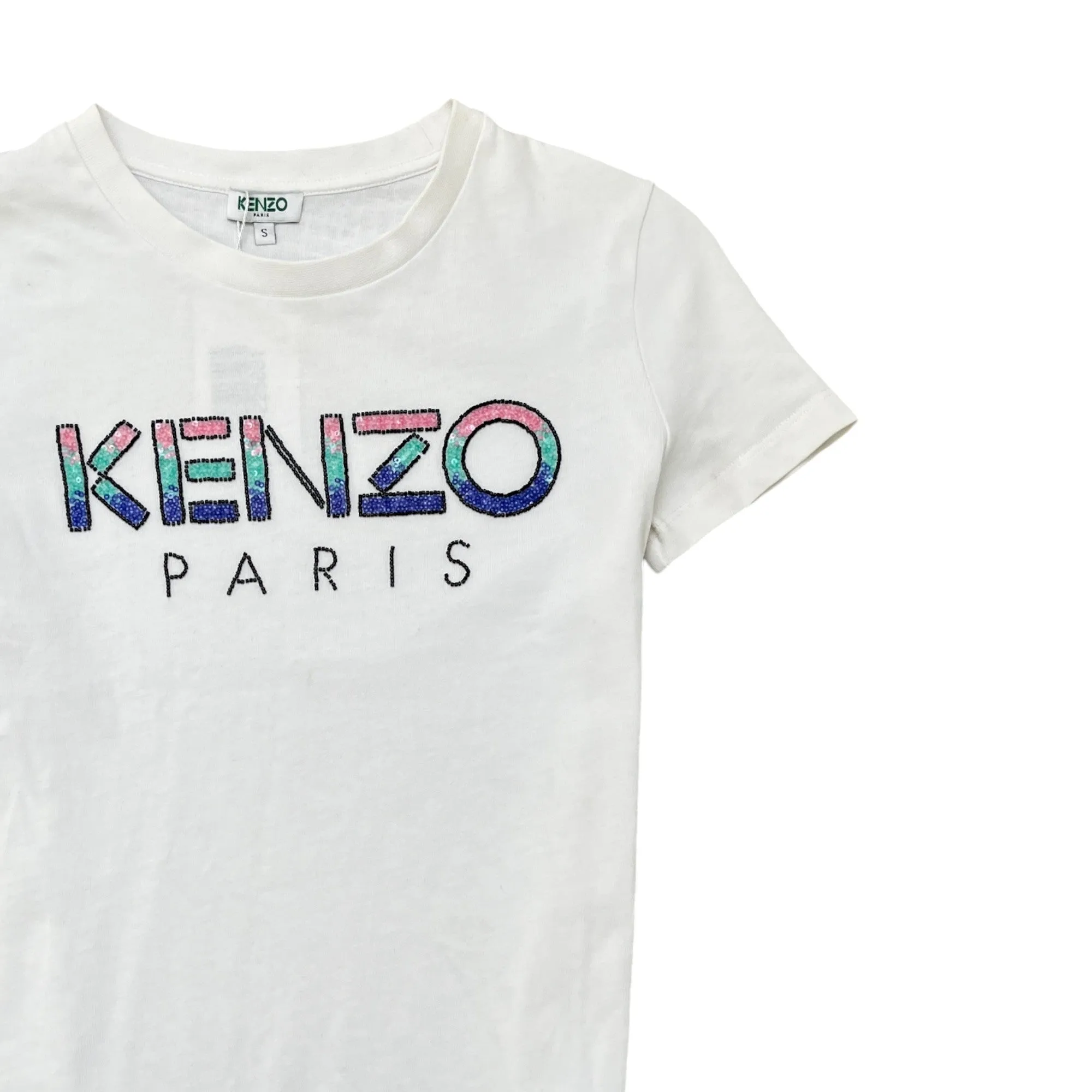 Women's Beaded Logo T-Shirt White Size S