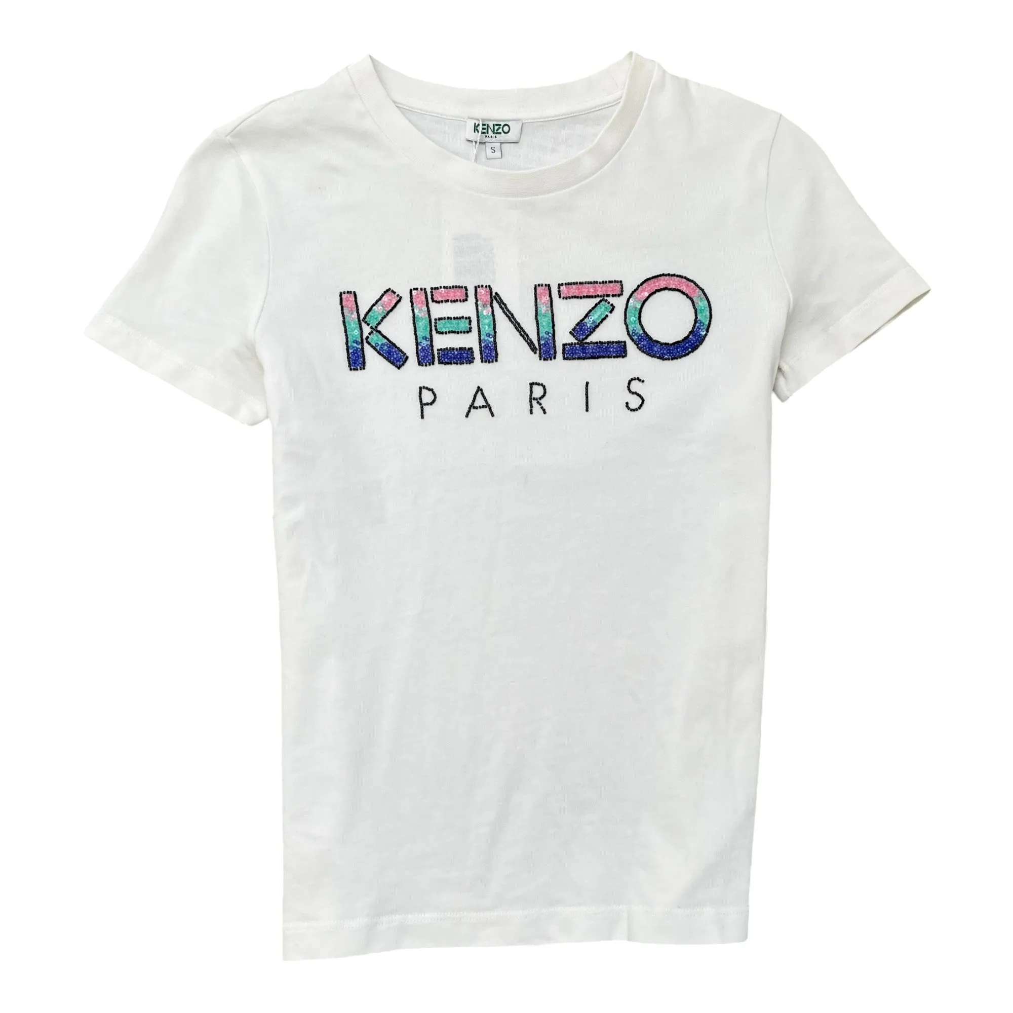 Women's Beaded Logo T-Shirt White Size S